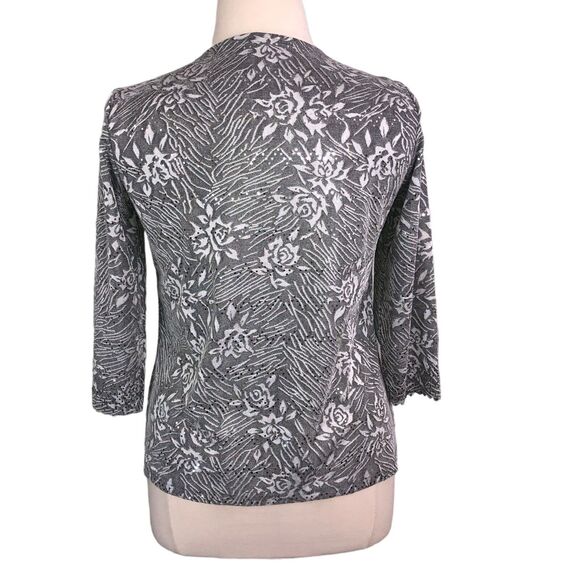 Allie & Rob Evening Bling Blouse Cardigan Boat Neck Lagenlook Silver Gray - Picture 2 of 10